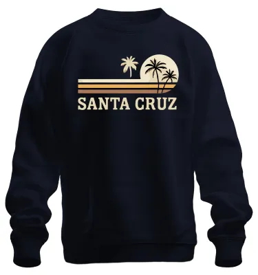 Immagine prodotto di SANTA CRUZ Surfing California Beach Palm Trees Vintage Retro Sun Unisex Felpa Pullover, Navy, XL