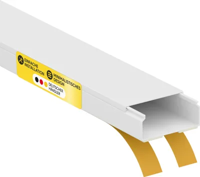 Produktbild von Kabelkanal aus hochwertigem PVC weiß Selbstklebend 2m - 1 Stück - 40x16mm