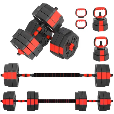 Zdjęcie produktu dla Zestaw hantli SPORTNOW 6 w 1: hantle krótkie i sztanga, 30 kg