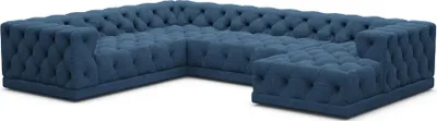 Produktbild von Strukturstoff U-Form XXL Wohnlandschaft Meliva Dunkelblau Rechts