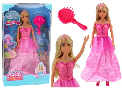 Produktbild von LEAN Toys 16214 Anlily-Puppe „Meerprinzessin“, rosa Kleid