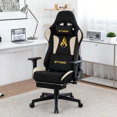 Image de Siège de jeu - Siège de bureau - Chaise de bureau - Chaise pivotante - Noir - Design ergonomique - Repose-pieds réglable