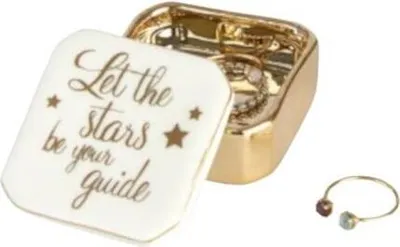 Produktbild von schmuckschatulle Stars 2,5 x 4,9 cm Porzellan gold/weiß