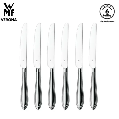 Produktbild von WMF Verona Menümesser , 6-teilig, Cromargan® Edelstahl, geschmiedete Klinge, spülmaschinenfest, Tafelmesser, Messerset, Messer, Besteck set