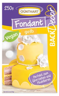 Image de BackDecor Fondant jaune, 250 g | 100% végétalien | Sans huile de palme | Résistant à la déchirure