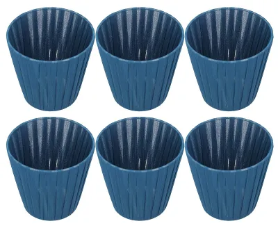 6er-Set blaue Stoff-Lampenschirme, Leinen, für Fassungen A–C