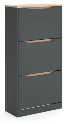 Productafbeelding van Schoenklaprek Vicco Ruben Antraciet/Artisanaal eiken 60.2 x 120 cm met 3 kantelbare compartimenten, Model 62902