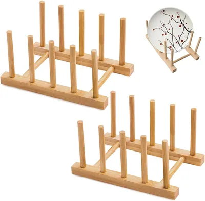 Produktbild von Bordenständer Holz, 4 Fächer, Abtropfgestell, Küchenorganizer