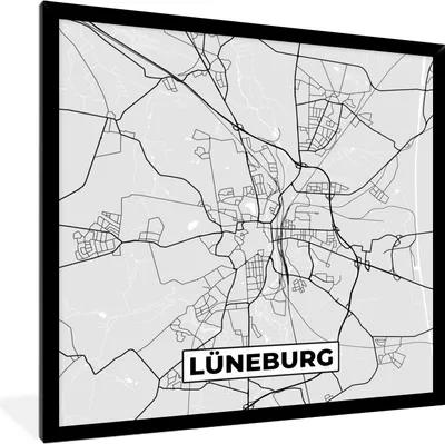 Produktbild von MuchoWow® Gerahmtes Poster Deutschland - Stadtplan - Karte - Lüneburg 40x40 cm - Poster mit Schwarzem Bilderrahmen Wandposter Rahmen Foto Bilder - Mit Rahmen - Wanddekoration Schlafzimmer
