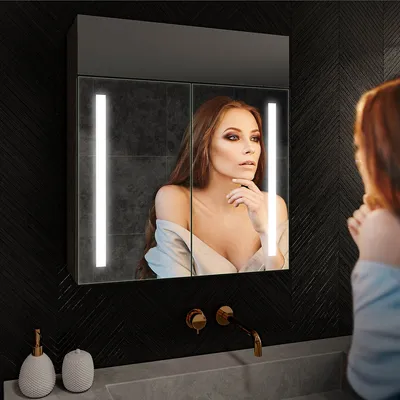 Produktbild von Spiegelschrank mit LED Beleuchtung - Emily 66.5x72 cm - LED Farbe Kaltweiß 7000K - SZ2L002