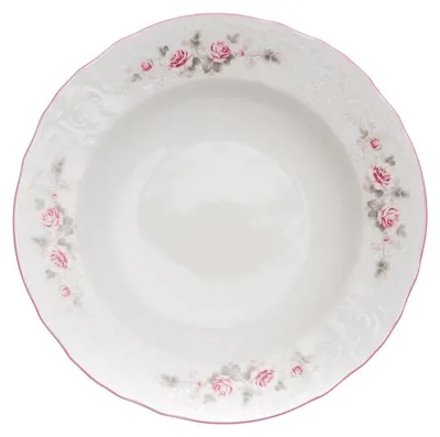 Produktbild von Thun 1794 Tiefer Teller, Tschechisches Porzellan, Bernadotte, 23 cm, rosa, rosa Streifen, Thun