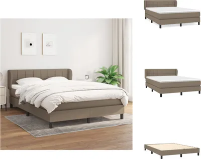 Produktbild von vidaXL Boxspringbett mit Matratze Taupe 140x200 cm Stoff -  Betten & Bettgestelle
