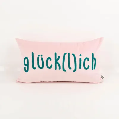 Produktbild von PAD Kissenhülle glück(l)ich rosa türkis 35x60 cm Samt