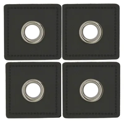 4 Metall-Ösen auf Kunstleder grau silber