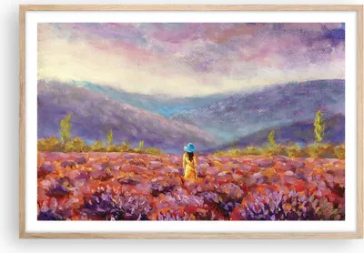 Produktbild von Gerahmtes Poster - Rahmen in heller Eiche - Feld Frau Landschaft - 91,5x61 cm - Wand Bild - Wanddeko - Wandbilder - Kunstposter - Wandposter - Bilderrahmen - Bilder - Kunstdruck - P2NAA91x61-5074