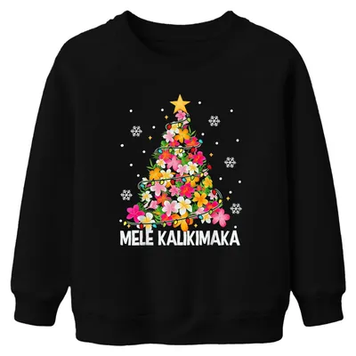 Immagine prodotto di MELE KALIKIMAKA Hawaiian Christmas Plumeria Tropical Beach Unisex Kids Felpa Pullover, Nero, 152