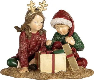 Immagine prodotto di Clayre & Eef decorazione natalizia figura bambini 14x9x11 cm plastica rossa