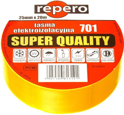 Produktbild von Repero 701 Isolierband, gelb, PVC, 19 mm x 20 m