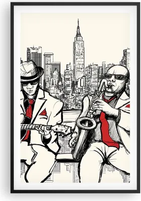 Produktbild von Gerahmtes Poster - Schwarzer Rahmen - Jazz Musik Musiker - 61x91,5 cm - Wand Bild - Wanddeko - Wandbilder - Kunstposter - Wandposter - Bilderrahmen - Bilder - Kunstdruck - Wandbild - P2BPA61x91-3599