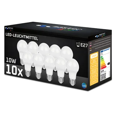 Produktbild von MasterLED E27 A60 LED Vita - 10W 800lm - Leuchtmittel - 6200K Kaltweiß – 10er Set