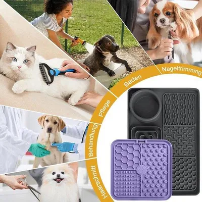 Produktbild von Famanu Lickmatte für Hunde und Katzen - Set von 2 - Slow Feeder mit Saugnäpfen