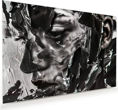 Produktbild von Glasbild 45x30cm in XXL für Wohnzimmer, Schlafzimmer Motiv Abstraktes Porträt