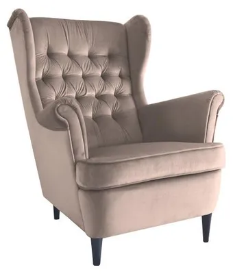Image de Fauteuil en velours matelassé gamme Harry - Beige - H 101 cm