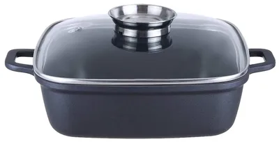 Productafbeelding van Braadpan met deksel, 5 liter, zwart, inductie, aluguss