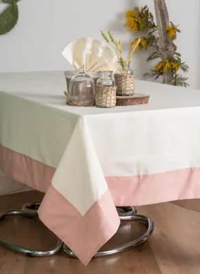 Tischdecke aus reiner Baumwolle, beige, 160x160 cm
