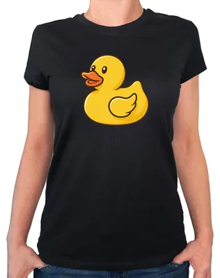 Produktbild von Huuraa Damen T-Shirt Quietscheente Gummiente Badeente L Black Baumwolle Fairtrade Damenshirt Geschenkidee