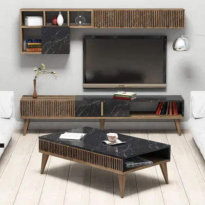 Produktbild von Skye Decor, Milan- Milan HCT, barva ořech, černá, obývací pokoj, 40x180x35 cm, 100% melaminovaná dřevotříska