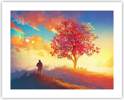 Produktbild von Poster - Poster ohne Rahmen - Baum Wiese Feld - 50x40 cm - Wand Bild - Wanddeko - Wandbilder - Kunstposter - Wandposter - Bilder - Kunstdruck - Wanddekoration - Wandbild - P2XAA50x40-3715