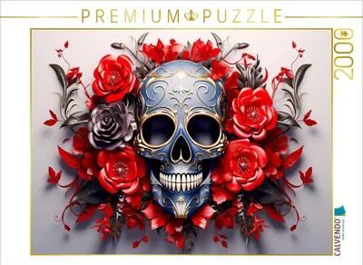 Produktbild von CALVENDO Puzzle Ein Motiv aus dem Kalender Skull Flower - Totenkopf ART | 2000 Teile Lege-Größe 90x67cm Foto-Puzzle für glückliche Stunden