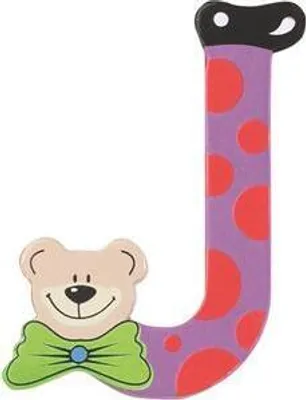 Produktbild von Playshoes Holzbuchstabe J, lila, mit Bären-Motiv, 10 x 7 cm zur Namensgestaltung