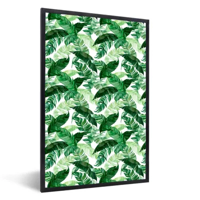 Obrázok produktu pre MuchoWow® Zarámovaný plagát Kvety - zelená - listy 40x60 Nástenný plagátový rám Fotky