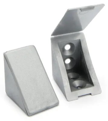 Produktbild von 40x sossai BT1 4-Loch Korpusverbinder in Silber 45mm mit Abdeckklappe Möbelverbinder Eckverbinder