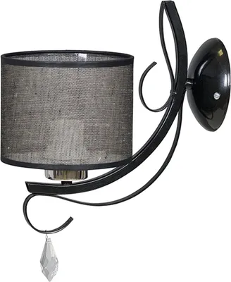 Immagine prodotto di Elegante applique da parete paralume in tessuto nero E27 lampada da parete camera da letto soggiorno divano letto
