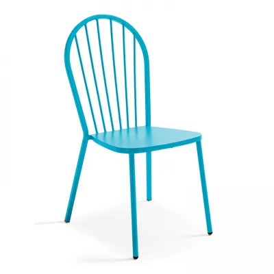 Immagine prodotto di Poltrona da giardino in metallo blu per bistrot - Oviala Honfleur