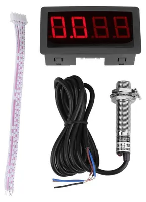 Productafbeelding van Digitale Toerenteller - RPM Meter - Snelheid Meten - Met NPN Sensor - 8 x 7 x 4 cm - Rood