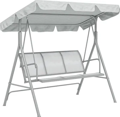 Produktbild von Hollywoodschaukel mit verstellbarem Sonnendach, 3-Sitzer Gartenschaukel mit Anti-Rutsch-Füßen, Schaukelbank belastbar bis 240 kg, Gartenliege für Garten, Terasse, 171x108x154cm, Grau