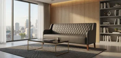 Produktbild von Sofa Grau Modern Mit Holzfüßen Für Wohnzimmer Büro