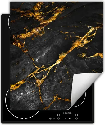 Produktbild von DarHaus Herdabdeckplatte 45x52 cm Anti Rutsch Matte Aufrollbar, Marmor - Gold