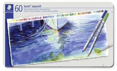 Produktbild von STAEDTLER karat aquarell 125 wasservermalbarer Farbstift Metalletui mit 60 Farben