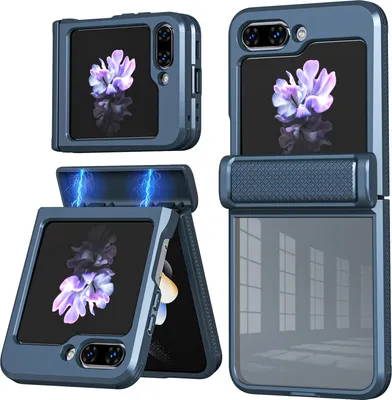 Produktbild von Hülle für Samsung Galaxy Z Flip 5 Transparent TPU Bumper Schutzhülle mit Scharnierschutz Blau