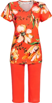 Produktbild von RINGELLA Damen Kurzarm Pyjama "Farbfeuerwerk" 4271204 | Koralle Größe: 42