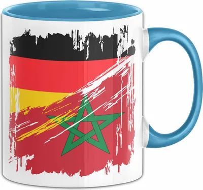 Produktbild von Marokko Deutschland Flagge Halb Deutscher Halb Marokkaner Fußball Germany 2024 Europa Morocco (Blau)