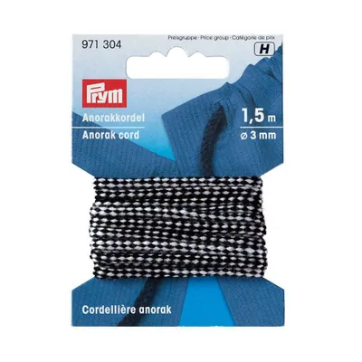 Obrázok produktu pre Šnúrka vetrovky, 4 mm, 150 cm, čierna/biela