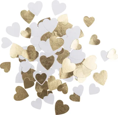 Produktbild von Papierkonfetti kleine Herzen 100 Stück weiß-gold - Einheitsgröße