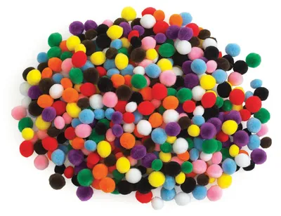 Produktbild von Farbige Mini-Pompons, verschiedene Farben, 450 Stück