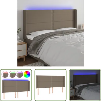 Produktbild von The Living Store LED Kopfteil Taupe 183x16x118/128 cm Stoff